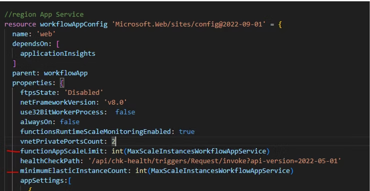 Bicep for Logic App Standard (App Service properties)