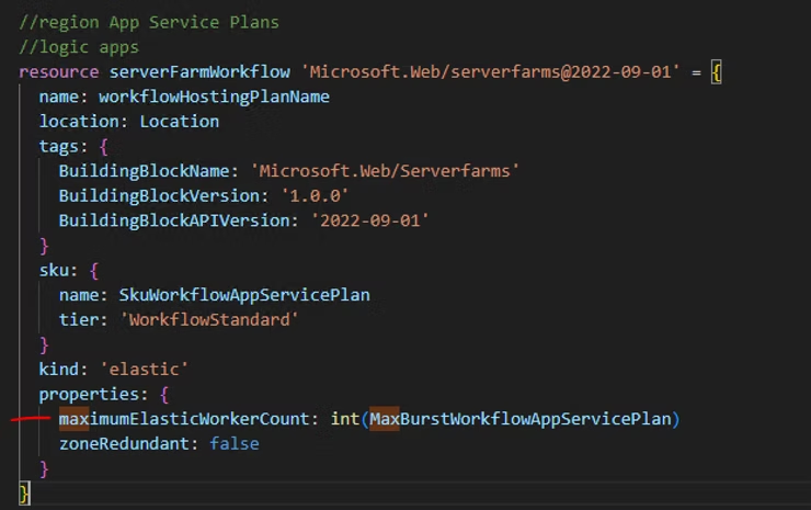 Bicep for App Service Plan properties