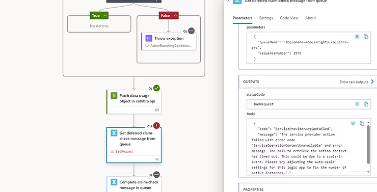 The scale-in event error message